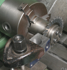 Using a slitting saw on the lathe.